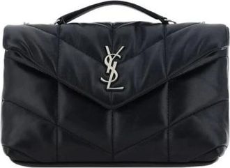 Saint Laurent Tassen, Dames, Zwart, ONE Size, Leer, Gewatteerde leren mini schoudertas