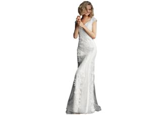 Jovani V-Neck Maxi Prom Dress In Ivory/nude