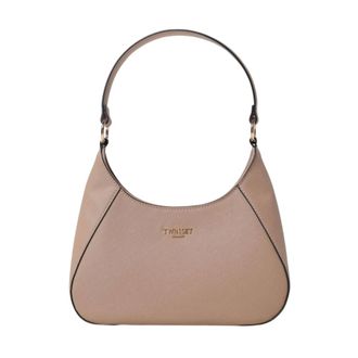 Twinset Tassen, Dames, Bruin, ONE Size, Kameel Schoudertas met Ritssluiting