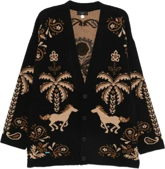 Alanui Palm-intarsia Knitted Cardigan