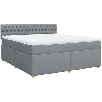 vidaXL Vidaxl - Cama Box Spring Con Colch&oacute;n Tela Gris Claro 180x200 Cm