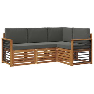 vidaXL Juegos De Sof&aacute;s Con Coj&iacute;n 4 Pcs Natural Y Antracita Vidaxl