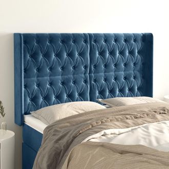 vidaXL Cabecero Con Orejas De Terciopelo Azul Oscuro 147x16x118/128 Cm Vidaxl