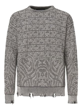 John Richmond frayed-hem sweater - men - Cotton - S - Grey