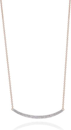 Monica Vinader Skinny Diamond Curve Necklace, Rose Gold Vermeil on Silver