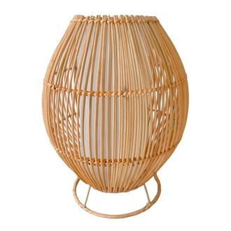 NATYAL L&aacute;mpara de mesa de rat&aacute;n natural para dormitorio o sal&oacute;n d.23 cm
