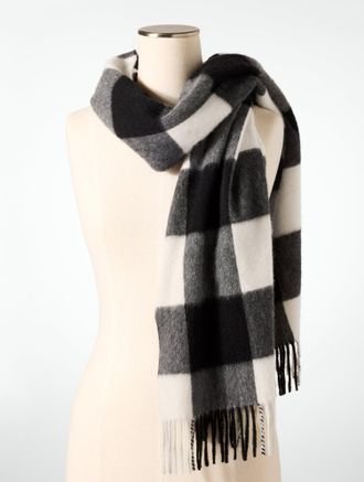 Talbots Cashmere Waterweave Scarf - Grand Buffalo - Ivory/Black - 001 Talbots