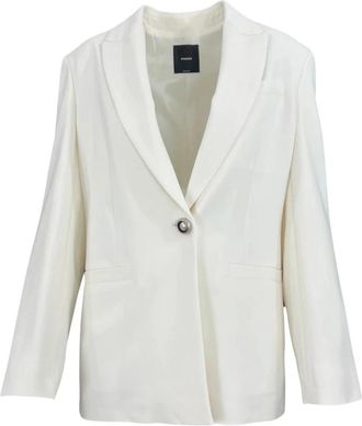 Pinko Low-Cut V-Neck Buttoned Blazer - Dames - Blazers - Wit - S - Jassen