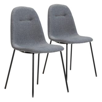 HOMN Set de 2 sillas comedor tapizadas gris, 44 x 54 x 85 cm