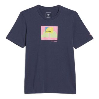 adidas Mens adidas Chest Colorblock Pattern Printing Round Neck Short Sleeve Purple T-Shirt HM9248