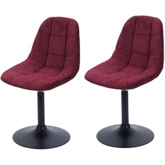 Hhg Lote De 2 Sillas De Comedor Hhg 837, Silla De Cocina Silla Giratoria, Acero Mvg Tela/textil Chenilla (465g/m&sup2;), Burdeos
