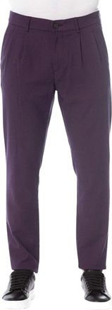 Trussardi Pantaloni in Tessuto Microfantasia Plissettati - - Trousers - Uomo - Viola - M
