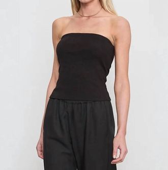 Enza Costa Cotton Rib Bandeau Top In Black