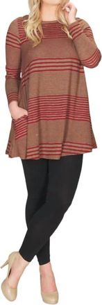 Papillon Stripe A-Line Dress With Pockets In Red Multi