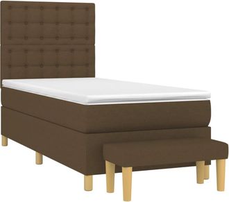 vidaXL Cama Box Spring Con Colch&oacute;n Tela Marr&oacute;n Oscuro 90x190 Cm Vidaxl