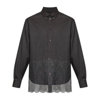 Fendi Casual Shirts, male, Black, S, Shirt with Lace Trim