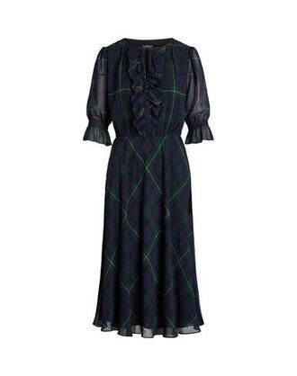 Ralph Lauren PLAID CRINKLE GEORGETTE DRESS