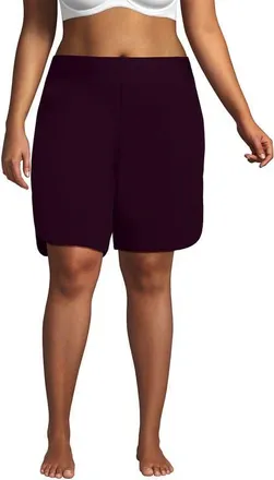 Lands End 9 Quick Dry Elastic Waist Modest Board Shorts Swim Cover-up Shorts with Panty in Dark Wine at Nordstrom, Size 16W