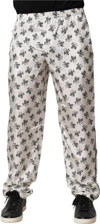 Dolce & Gabbana Witte Bloemen Zijden Loungebroek - Heren - Straight fit broeken - Wit - S - Broeken