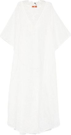Ermanno Scervino Womens V-Neck Short Sleeves Scalloped Edge Long Kaftan