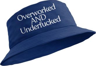 Generic Funny Bucket Hat Overworked and Underfucked (UK, Alpha, L, Navy)