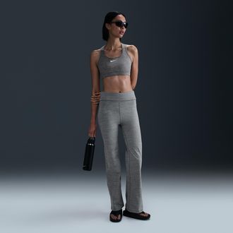 Nike Womens One Dri-FIT High-Waisted Fold-Over Pants in Grey | FV7848-084