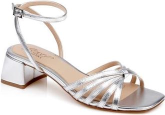 Badgley Mischka Pasco Ankle Strap Sandal in Silver Leather at Nordstrom, Size 6.5