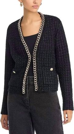 Elie Tahari The Trista Chain Cardigan In Noir