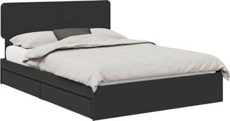 vidaXL Storage Bed with Headboard Black 150 x 200 cm Engineered Wood vidaXL