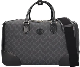 Gucci Black Gray Gg Supreme Boston Bag (Pre-Owned)
