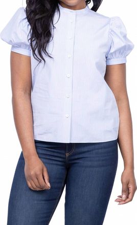 Frame Denim Gathered Button Down Top In Light Chambray Multi