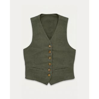Fortela Demi-Linen Tailored Vest in Military Green at Nordstrom, Size 38 Eu