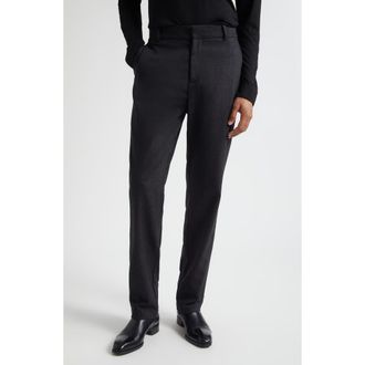 Sunspel Stretch Virgin Wool & Cashmere Flannel Trousers in Charcoal Melange at Nordstrom, Size Xx-Large