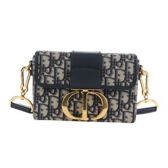 Dior 30 Montaigne Box Oblique Canvas Navy Canvas Handbag (Pre-Owned)