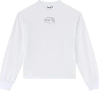Ganni Essential Basic Long Sleeve - Dames - Longsleeves - Wit - L - Katoen - Tops