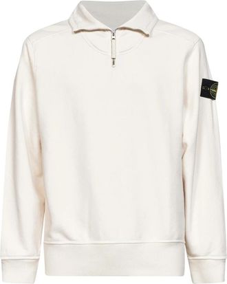 Stone Island Half Zip Sweatshirt - Heren - Vesten met rits - Beige - XL - Katoen - Hoodies & sweatvesten