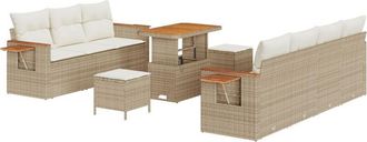 vidaXL Vidaxl - Garden Sofa Set with Cushion 10 pcs Beige Poly rattan