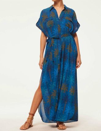 Misa Lou Dress In Cobalt Palms