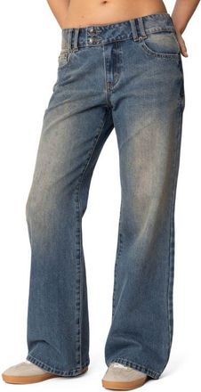 Edikted Jesi Low Rise Wide Leg Jeans in Blue at Nordstrom, Size X-Large
