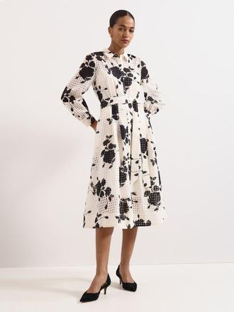Phase Eight Natalie Floral Belted Shirt Dress in Ivory at Nordstrom, Size 10