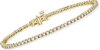 Ross-Simons Lab-Grown Diamond Tennis Bracelet in 18kt Gold Over Sterling