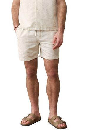 Marine Layer 6-Inch Saturday Cotton & Linen Blend Beach Shorts in Natural/Tan at Nordstrom, Size Xx-Large