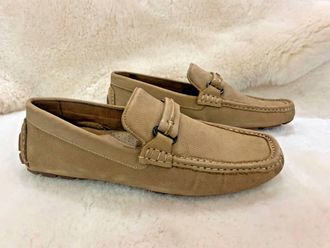 Donald J Pliner Mens Donnie Leather Driver In Ecru