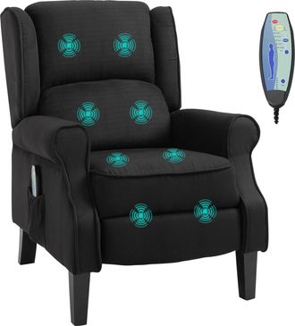 Mauro Ferretti Poltrona Relax Massaggiante Reclinabile Con Telecomando, 78x83x101cm, Nero