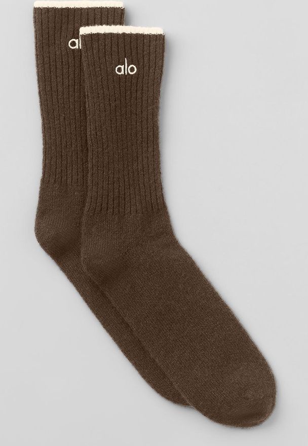 | Wool Cashmere Light Frosted Socks in Espresso Heather/Ivory Brown, Size: Medium