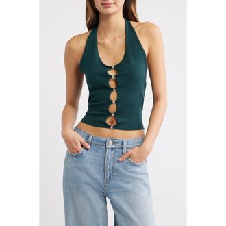 PacSun Melina Cutout Halter Top in Teal at Nordstrom, Size X-Large
