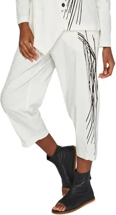Luukaa D'Celli Eli Printed Linen Cotton Blended Pants in Ecru at Nordstrom, Size 16