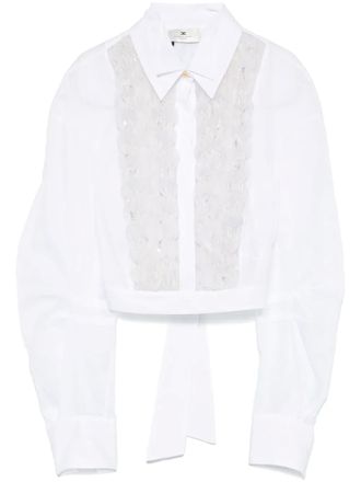 Elisabetta Franchi ruffle-detail cotton shirt - White