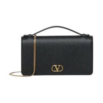 Valentino Garavani Tassen, Dames, Zwart, ONE Size, Leer, VLogo Signature Portemonnee met Band