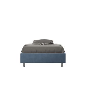 ITYhome Ityhome - Letto Alla Francese Rivestito In Microfibra - Azelia - Colore: Blu - Tipologia Letto: Senza Rete - Dimensione Rete: 140x200